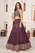 Wine Georgette Lehenga Choli with Dupatta