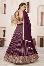 Wine Georgette Lehenga Choli with Dupatta