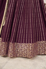 Wine Georgette Lehenga Choli with Dupatta