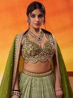 lime green designer ethnic lehenga for wedding and reception