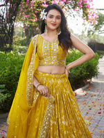yellow dola silk lehenga for indian wedding