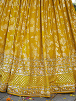yellow traditional dola silk lehenga for women