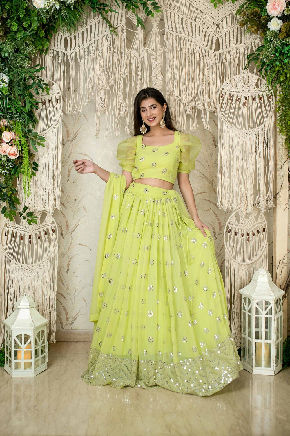 Lightweight Yellow Georgette Lehenga Choli