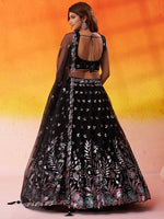 black wedding lehenga choli with unstitched blouse
