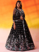 black net embroidered lehenga for indian wedding