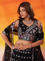 black party wear lehenga with sequins work