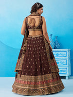 indian coffee brown bridal lehenga choli with elegant embroidery