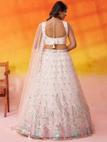 cream semi stitched designer lehenga with embroidered dupatta