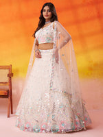 cream embroidered ethnic wear lehenga for women