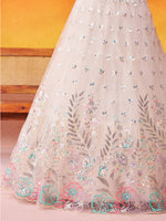 cream engagement lehenga with thread and sequins embroidery