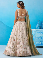 cream green bridal outfit with embroidered dupatta