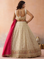 elegant cream pink wedding lehenga choli for bridal wear