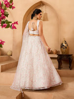 cream embroidered lehenga choli with unstitched blouse