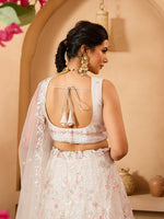 cream wedding lehenga with designer net fabric