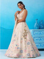 elegant cream semi stitched lehenga for bridal wear