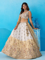 beige cream designer lehenga with beads and sequins work