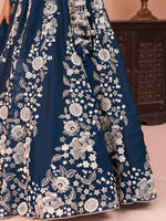 blue organza wedding lehenga with designer embroidery