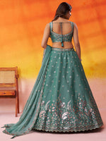 Green Traditional Organza Lehenga for Women