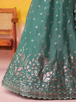 Green Traditional Organza Lehenga for Women