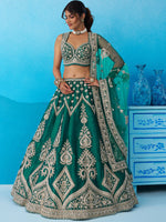 premium green silk bridal lehenga with dupatta