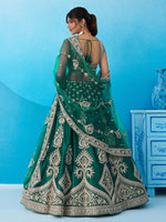 green wedding lehenga choli with sequins embroidery