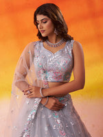 grey ethnic lehenga choli for festive occasions