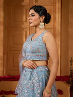 grey luxury bridal lehenga with heavy sequins work