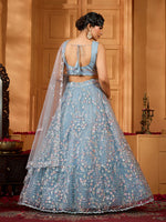 grey festive lehenga choli with embroidered blouse
