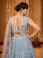 grey ethnic net lehenga for bridal and reception