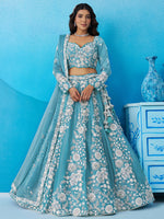 seagreen reception wear lehenga with bead embroidery
