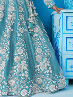 seagreen bridal lehenga choli with premium organza fabric