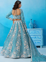 seagreen engagement lehenga with sequins embellishments