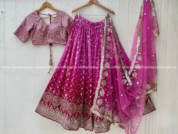 Rani Pink Ombre Georgette Lehenga Choli