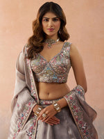 indian lavender tissue lehenga choli for wedding