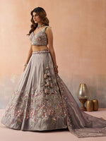 lavender party wear lehenga with sequined embroidery