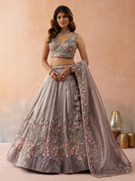 lavender designer lehenga with heavy zarkan work
