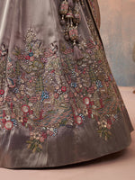 lavender festive lehenga choli with tissue fabric