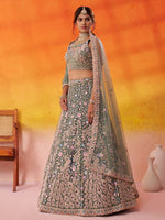 lime green bridal outfit with premium net fabric
