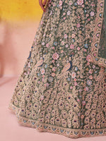 embroidered lime green lehenga choli for festive occasions