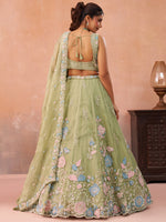 limegreen semi stitched bridal lehenga with embroidered dupatta