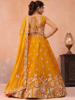 mustard indian bridal lehenga with designer embroidery