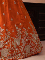 orange designer bridal lehenga choli with zari embroidery