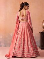 peach wedding lehenga with beads embroidery and dupatta