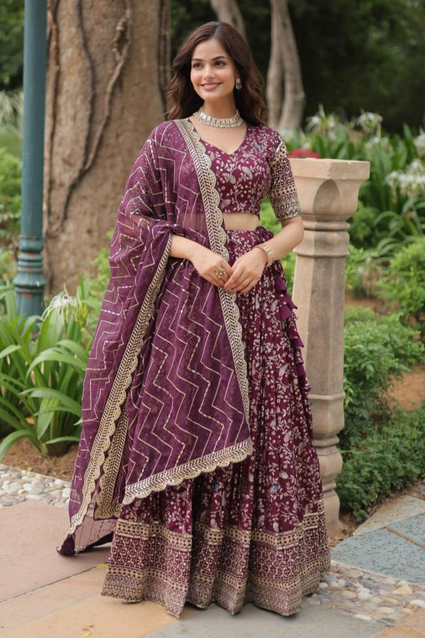 Wine Sangeet Wear Lehenga Choli