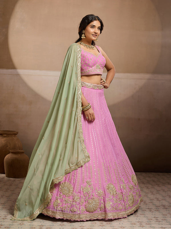 Pink Luxury Sequins Embroidered Lehenga Choli