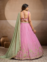 pink party wear tissue silk lehenga choli