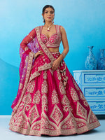 pink silk embroidered lehenga for wedding and festive occasions