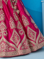 pink ethnic silk lehenga for engagement ceremony