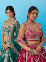 pink festive lehenga choli with beads work