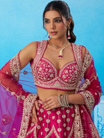 pink luxury lehenga choli with intricate beads embroidery